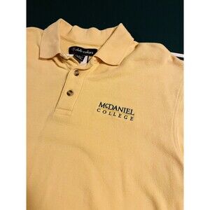 VINTAGE Y2K McDaniel College Green Terror Polo Shirt LARGE Westminster MD Yellow